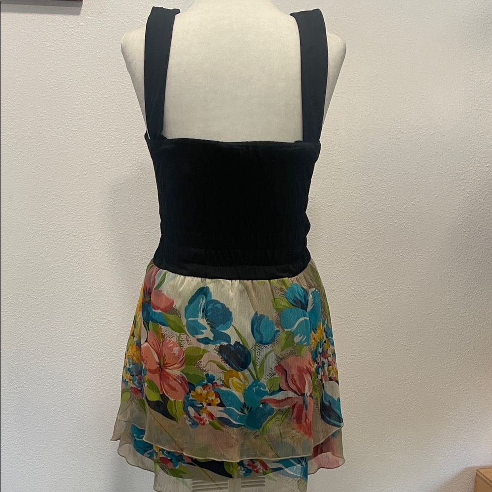 Anerican Rag Black Tank Top Dress with Floral Chiffon Skirt - Picture 4 of 8